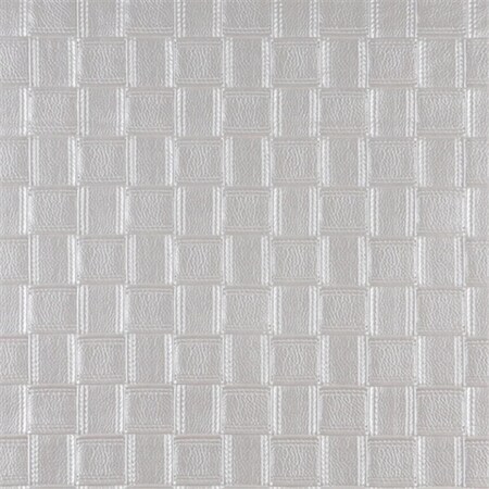 Designer Fabrics 54 in. Wide Pearl- Shiny Basket Woven Upholstery Faux Leather G694